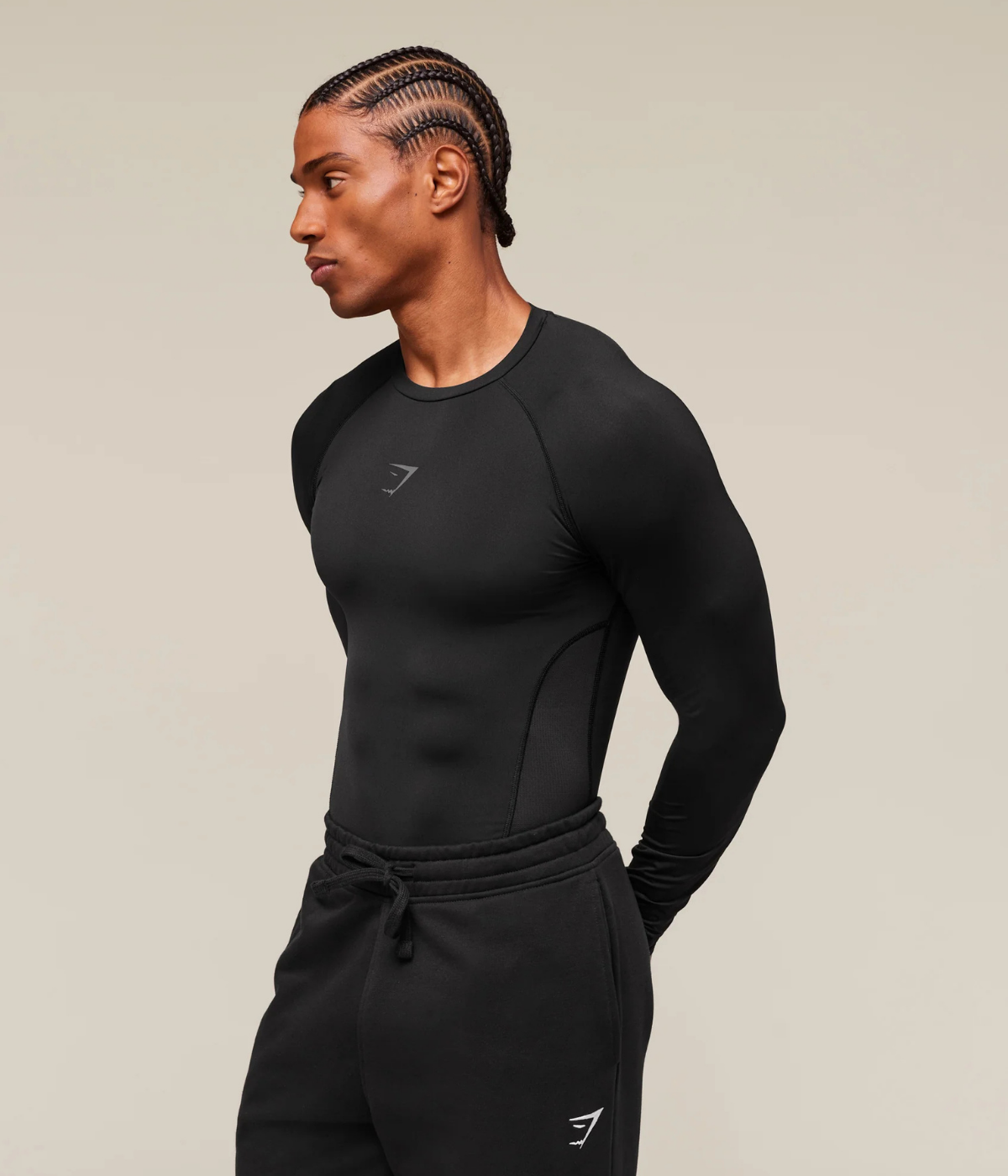 GYMSHARK Element Baselayer Uzun Kollu Beyaz Kompresyon Tişört