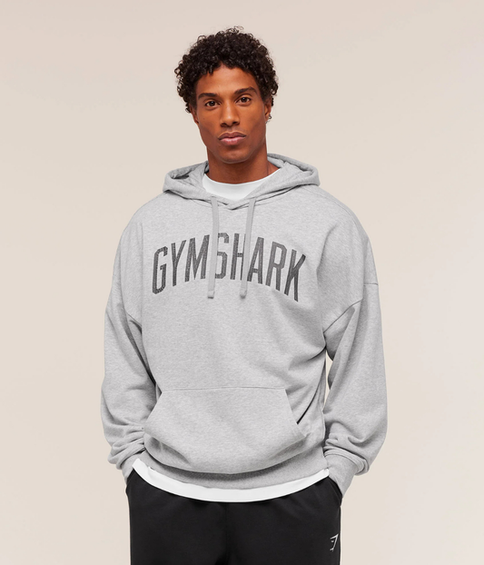 GYMSHARK Eskitilmiş Grafik Detaylı Açık Gri Sweatshirt
