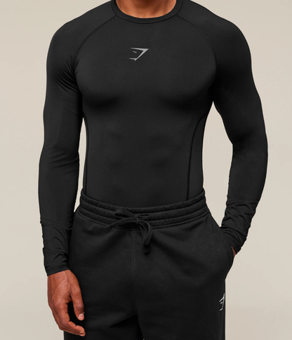 GYMSHARK Element Baselayer Uzun Kollu Beyaz Kompresyon Tişört