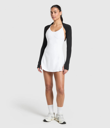 GYMSHARK 2’si 1 Arada Askılı Beyaz Spor Elbise