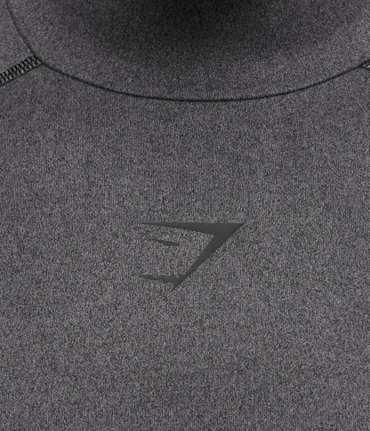 GYMSHARK Element Baselayer Mock Neck Uzun Kollu Beyaz Kompresyon Tişört