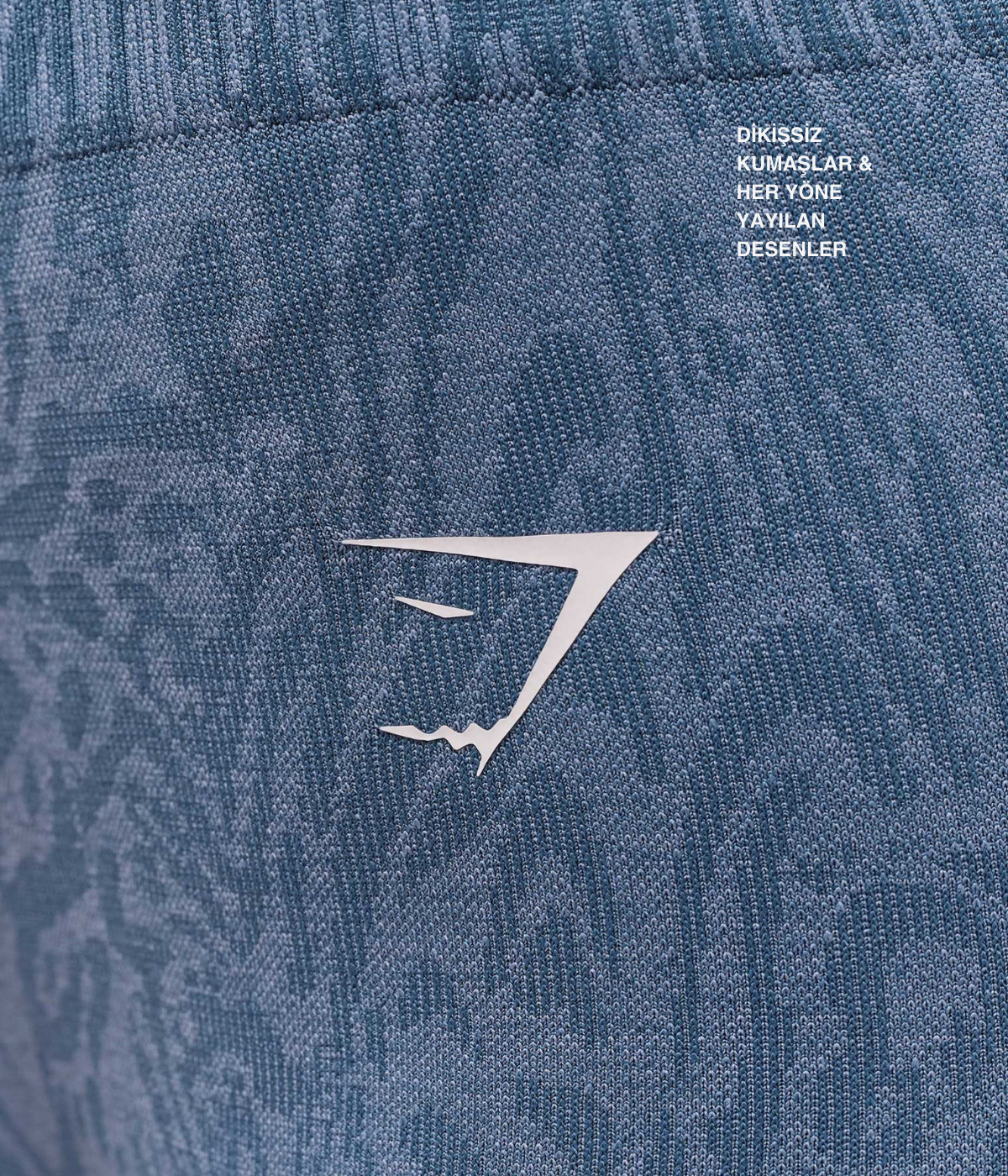 GYMSHARK Desenli Dikişsiz Açık Mavi Spor Tayt