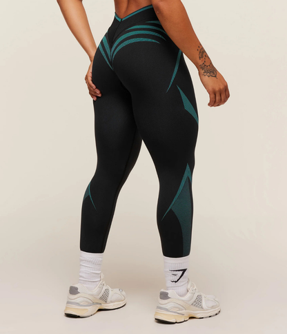 GYMSHARK Apex Lift Dikişsiz Spor Siyah & Mavi Tayt