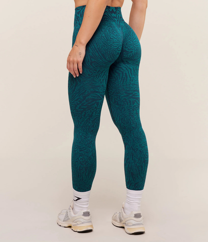 GYMSHARK Desenli Dikişsiz Açık Mavi Spor Tayt