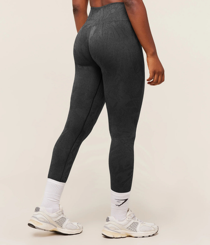 GYMSHARK Adapt Kamuflaj Dikişsiz Siyah Spor Tayt