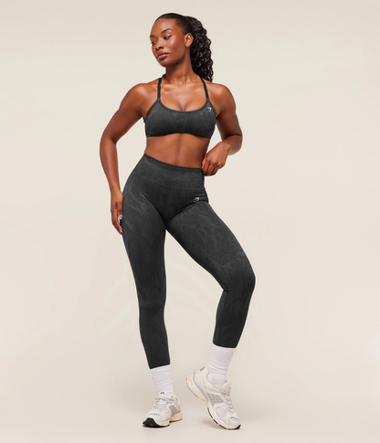 GYMSHARK Adapt Kamuflaj Dikişsiz Siyah Spor Tayt