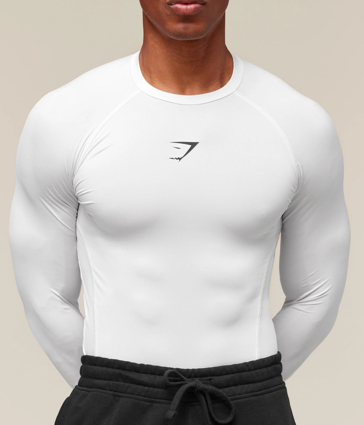 GYMSHARK Element Baselayer Uzun Kollu Beyaz Kompresyon Tişört