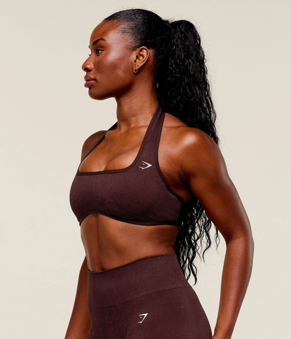 GYMSHARK Adapt Fleck x Whitney Halter Yaka Siyah Spor Sütyen