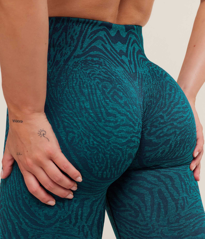 GYMSHARK Desenli Dikişsiz Açık Mavi Spor Tayt