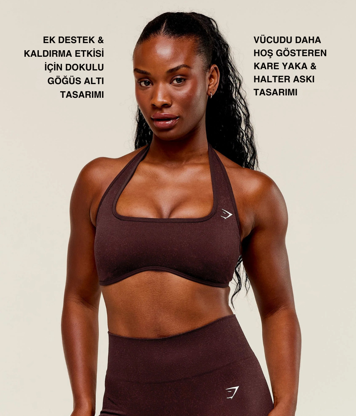 GYMSHARK Adapt Fleck x Whitney Halter Yaka Siyah Spor Sütyen