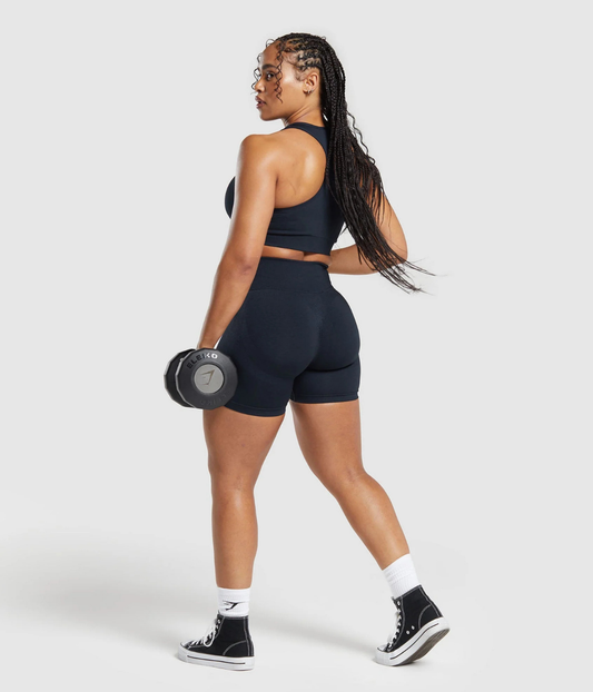 GYMSHARK Lift Dikişsiz Gece Mavisi Spor Tayt Şort