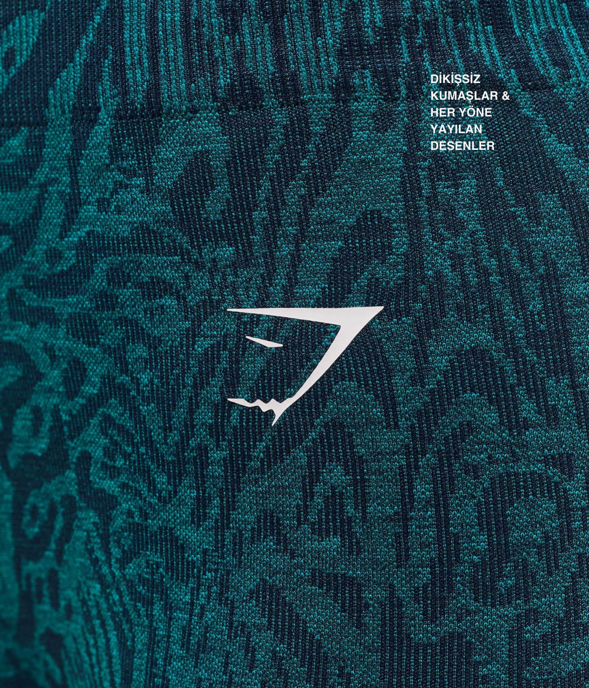 GYMSHARK Desenli Dikişsiz Açık Mavi Spor Tayt