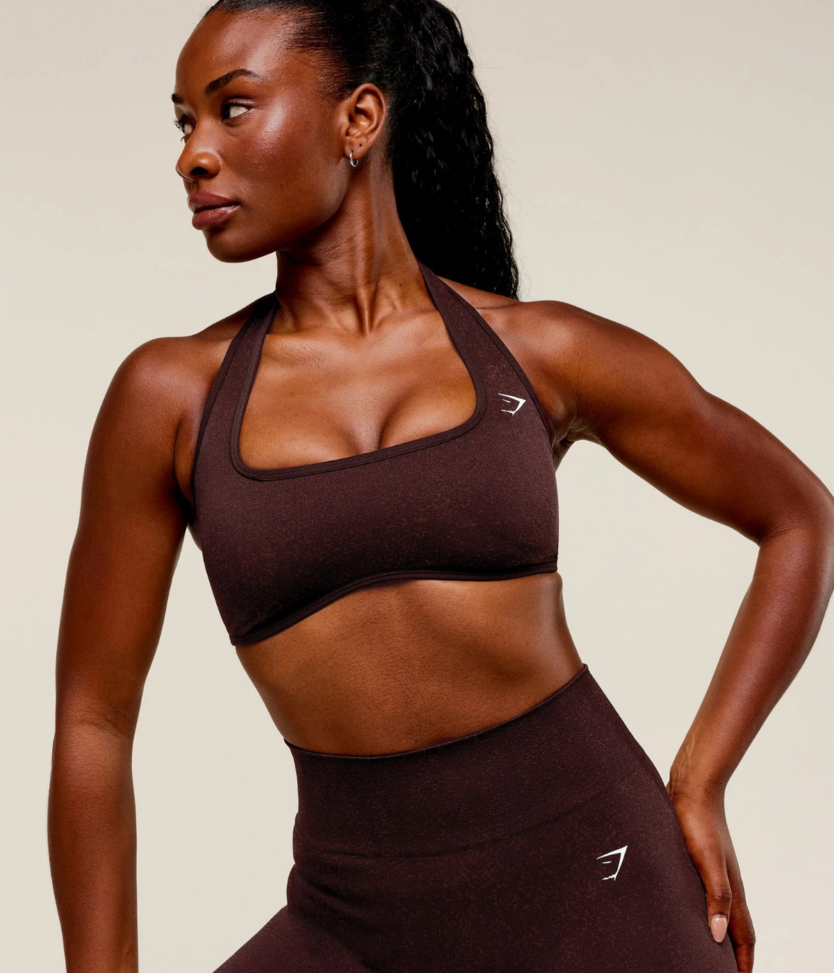 GYMSHARK Adapt Fleck x Whitney Halter Yaka Siyah Spor Sütyen