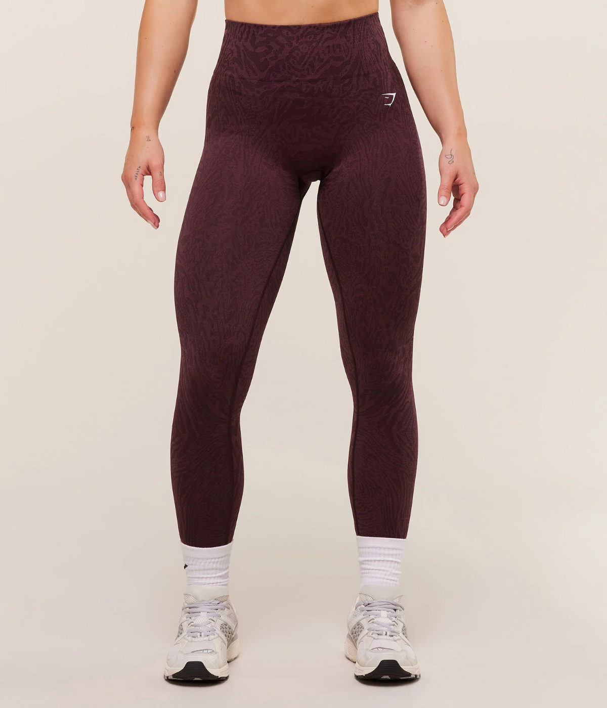 GYMSHARK Desenli Dikişsiz Açık Mavi Spor Tayt