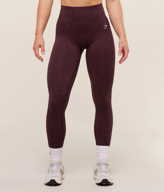 GYMSHARK Desenli Dikişsiz Kiraz Spor Tayt