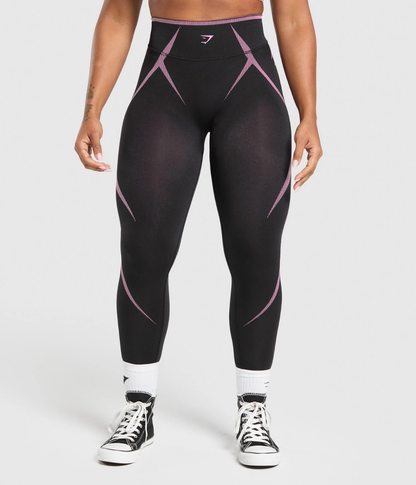 GYMSHARK Apex Lift Dikişsiz Spor Siyah & Mavi Tayt