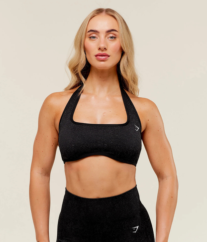 GYMSHARK Adapt Fleck x Whitney Halter Yaka Siyah Spor Sütyen