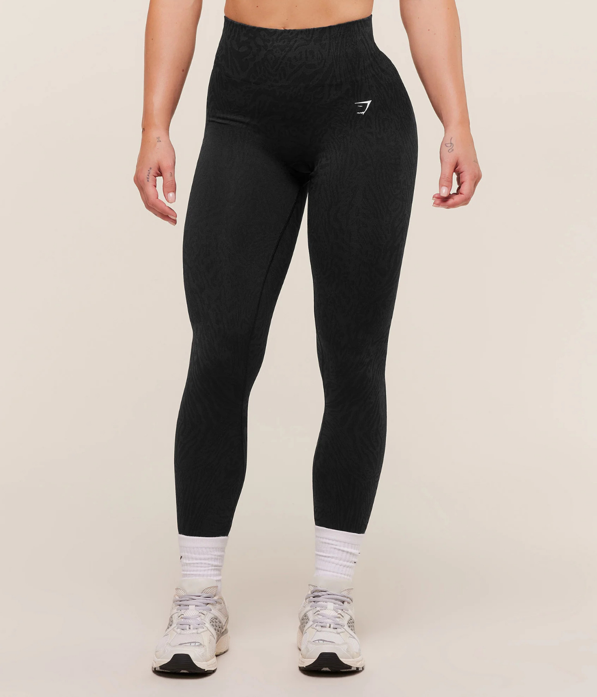 GYMSHARK Desenli Dikişsiz Açık Mavi Spor Tayt