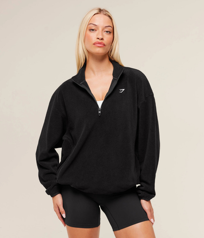GYMSHARK Polar Çeyrek Fermuarlı Siyah Sweat