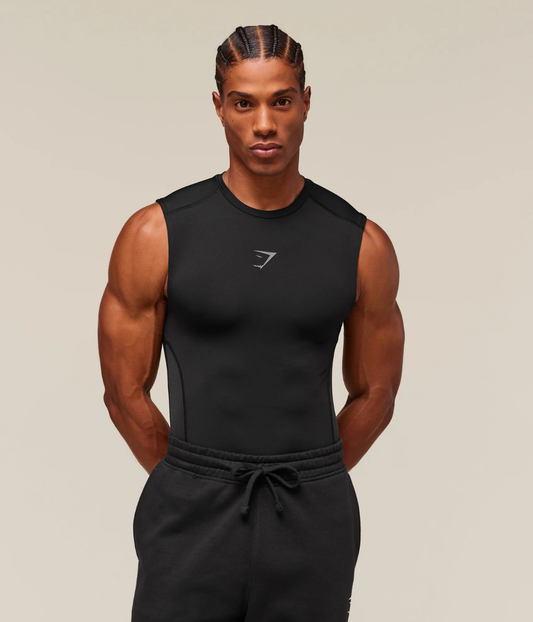 GYMSHARK Element Tank Siyah Spor Atleti