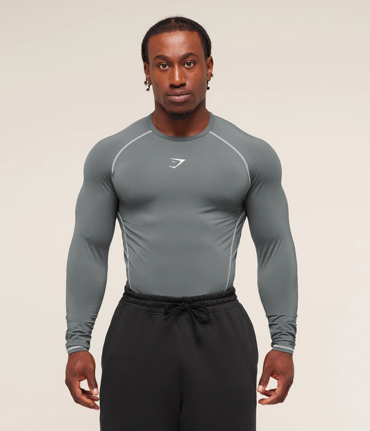 GYMSHARK Element Baselayer Uzun Kollu Gri Kompresyon Tişört