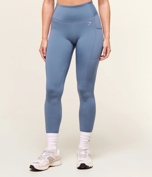 GYMSHARK Fonksiyonel Cepli Mavi Spor Tayt