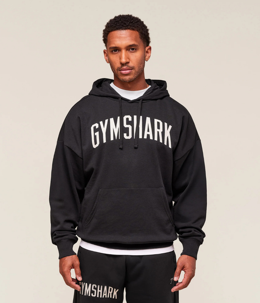 GYMSHARK Eskitilmiş Grafik Detaylı Siyah Sweatshirt