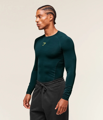 GYMSHARK Element Baselayer Uzun Kollu Beyaz Kompresyon Tişört