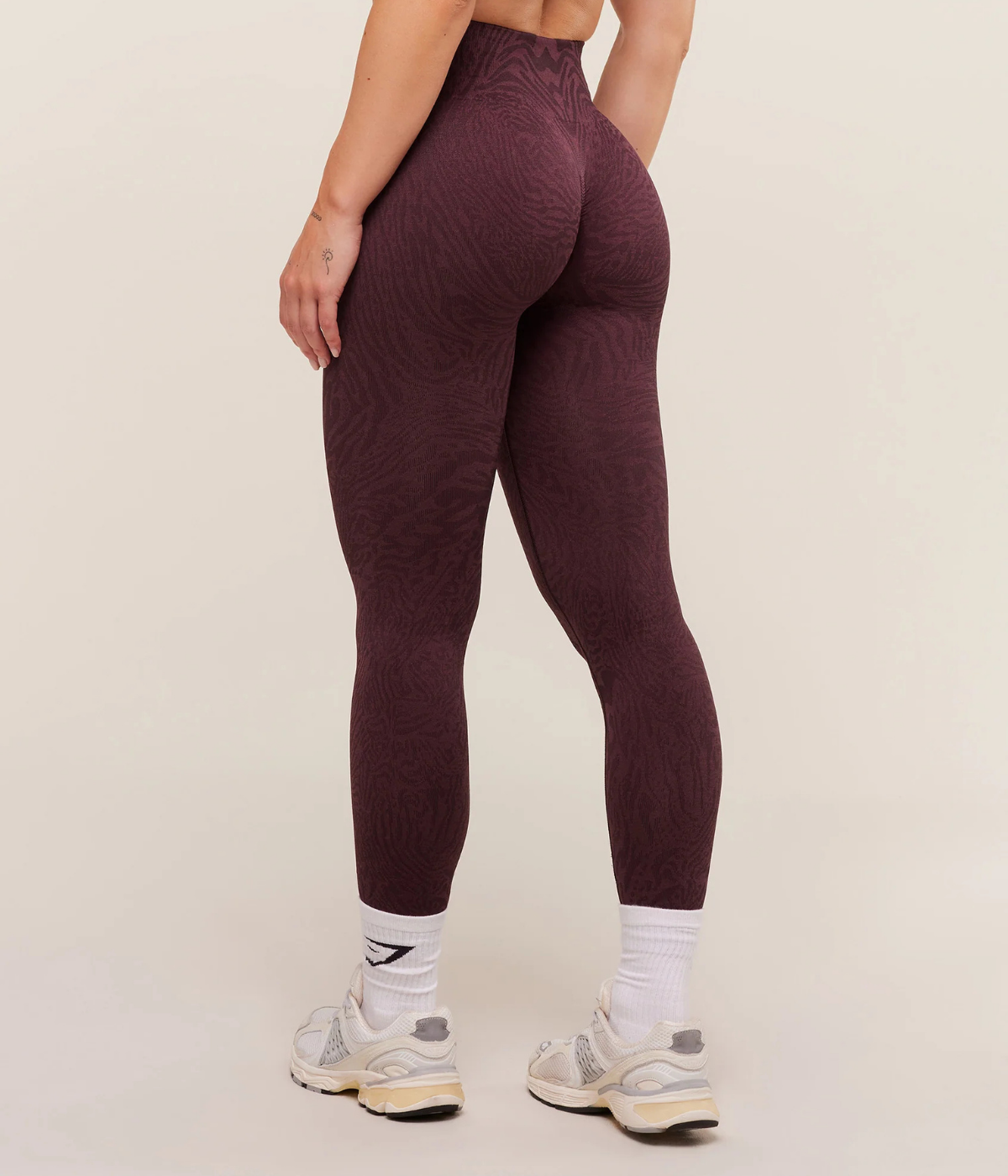 GYMSHARK Desenli Dikişsiz Açık Mavi Spor Tayt