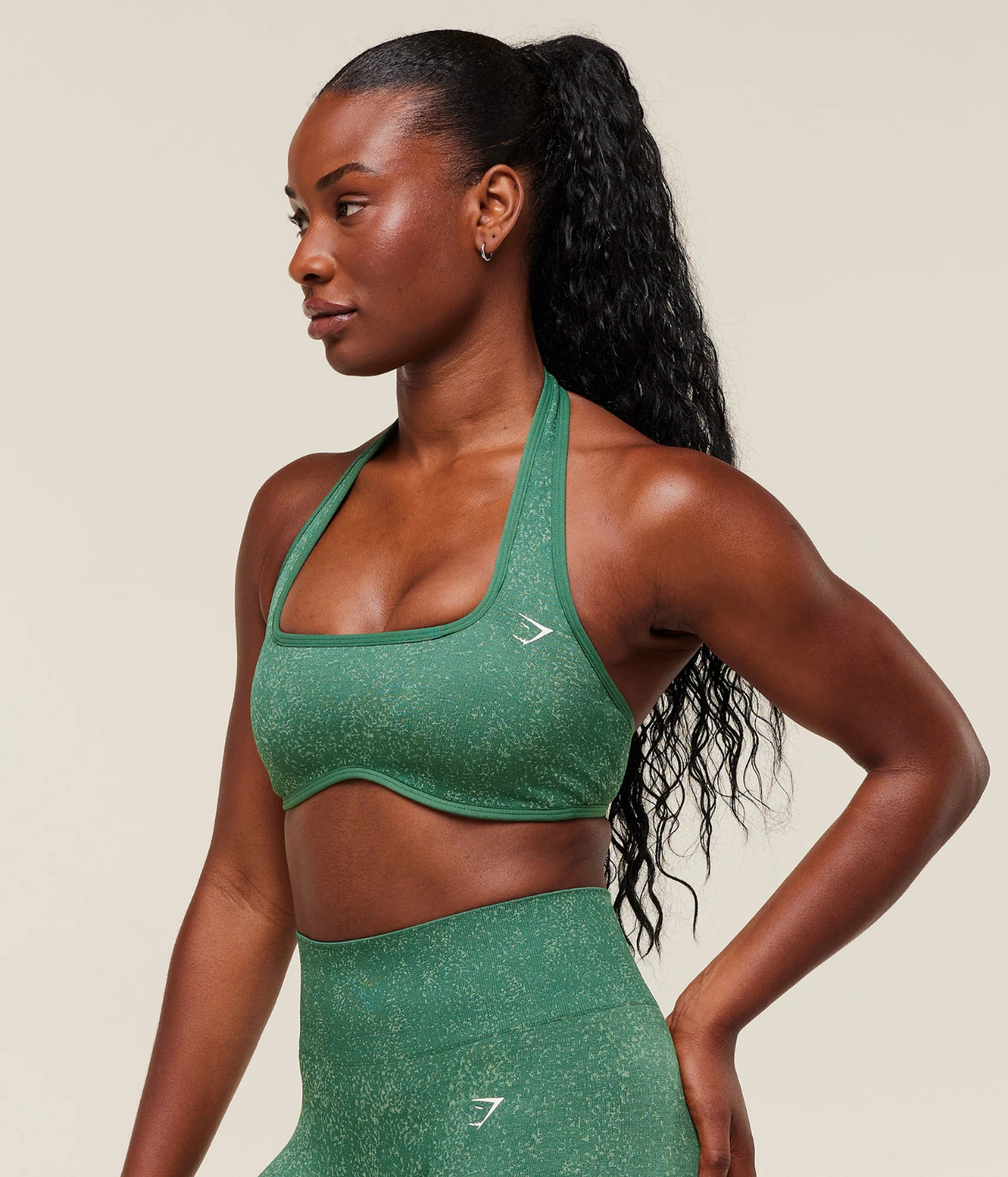 GYMSHARK Adapt Fleck x Whitney Halter Yaka Siyah Spor Sütyen