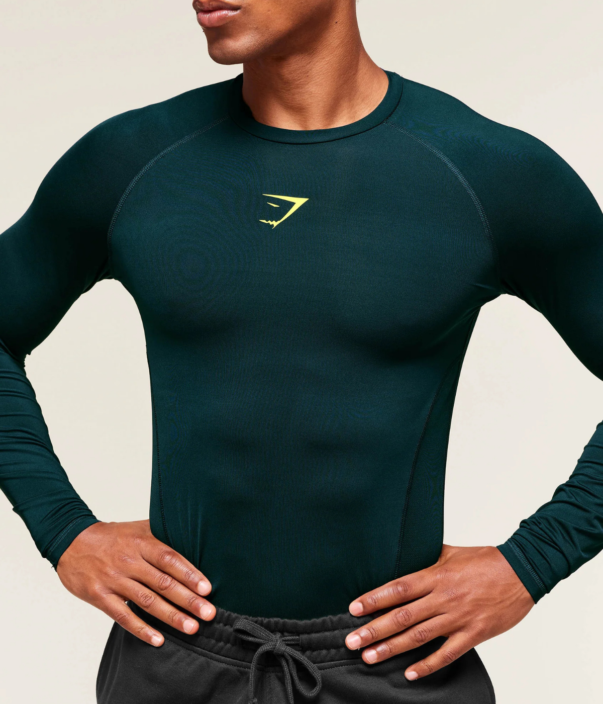 GYMSHARK Element Baselayer Uzun Kollu Beyaz Kompresyon Tişört