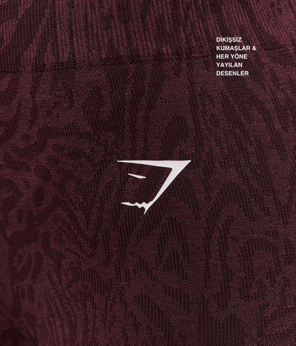 GYMSHARK Desenli Dikişsiz Açık Mavi Spor Tayt