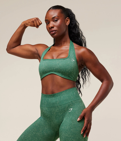 GYMSHARK Adapt Fleck x Whitney Halter Yaka Siyah Spor Sütyen