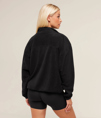 GYMSHARK Polar Çeyrek Fermuarlı Siyah Sweat