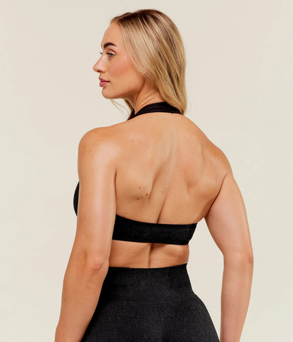 GYMSHARK Adapt Fleck x Whitney Halter Yaka Siyah Spor Sütyen