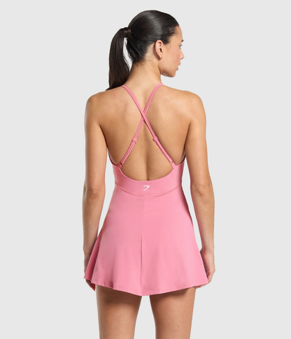 GYMSHARK 2’si 1 Arada Askılı Beyaz Spor Elbise