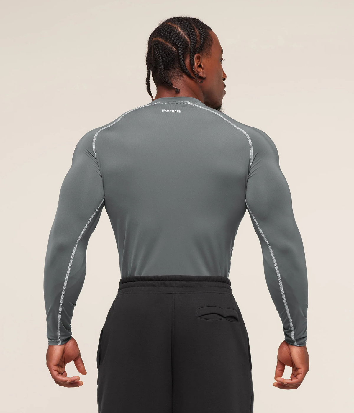 GYMSHARK Element Baselayer Uzun Kollu Beyaz Kompresyon Tişört