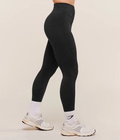 GYMSHARK Desenli Dikişsiz Açık Mavi Spor Tayt