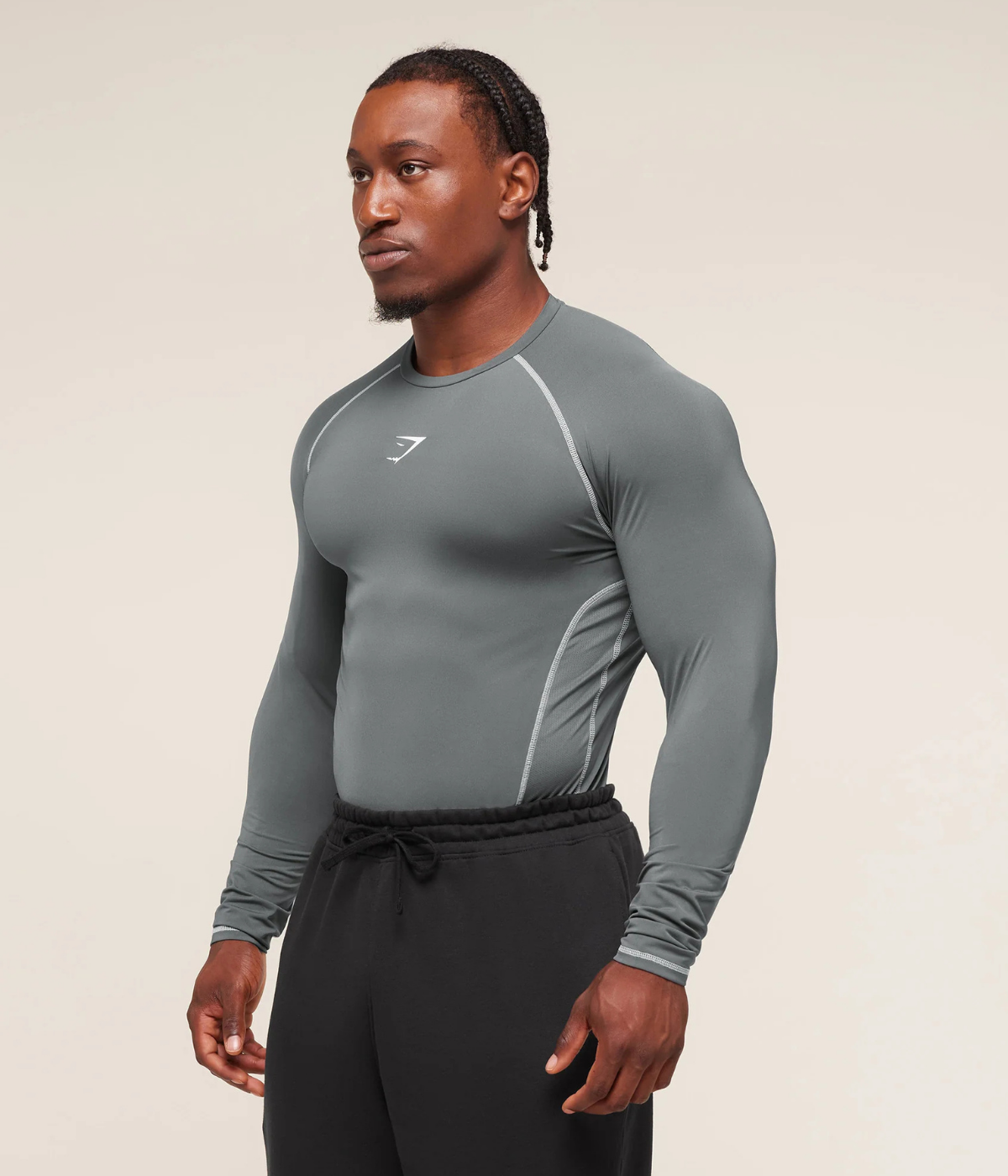 GYMSHARK Element Baselayer Uzun Kollu Beyaz Kompresyon Tişört