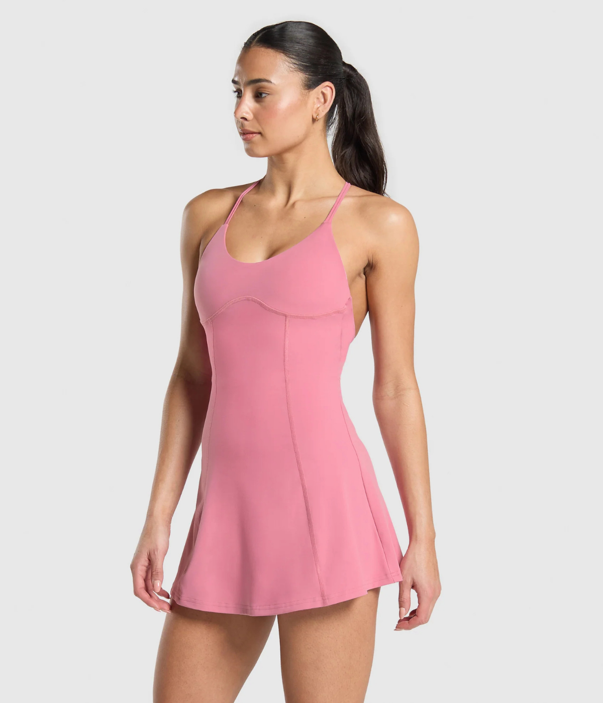 GYMSHARK 2’si 1 Arada Askılı Beyaz Spor Elbise