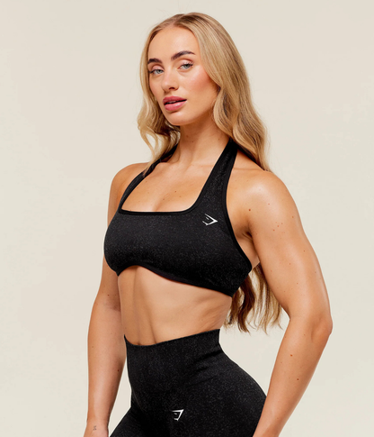 GYMSHARK Adapt Fleck x Whitney Halter Yaka Siyah Spor Sütyen