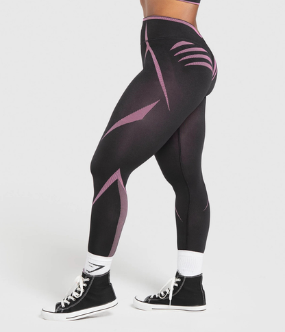 GYMSHARK Apex Lift Dikişsiz Spor Siyah & Mavi Tayt