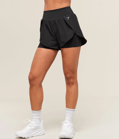 GYMSHARK 2 Katmanlı Sis Mavisi Koşu Şortu