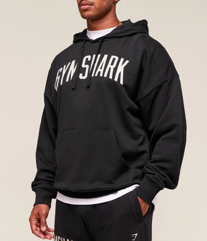 GYMSHARK Eskitilmiş Grafik Detaylı Siyah Sweatshirt