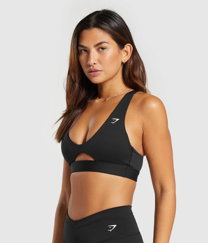 GYMSHARK Peek-A-Boo Siyah Spor Sütyeni