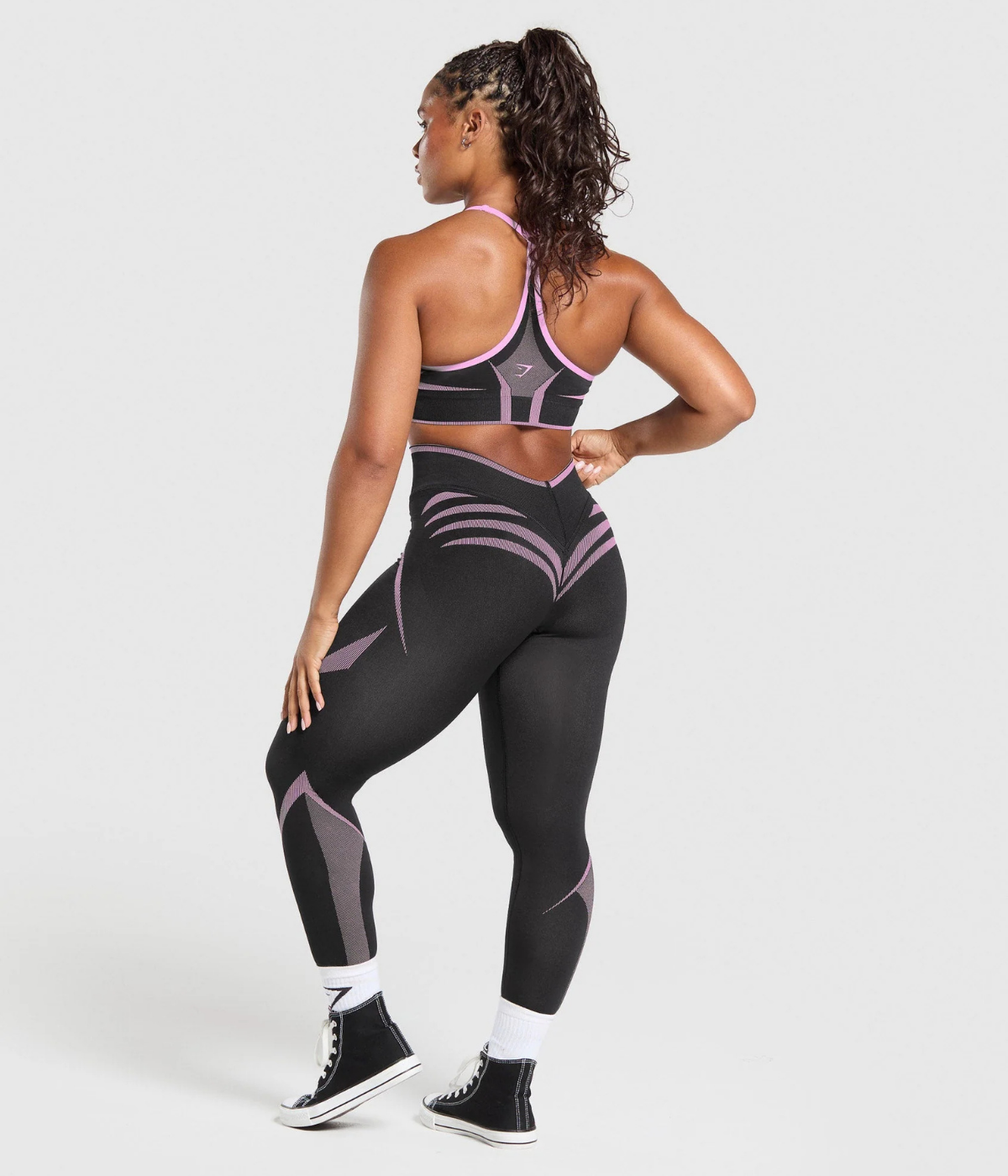 GYMSHARK Apex Lift Dikişsiz Spor Siyah & Mavi Tayt