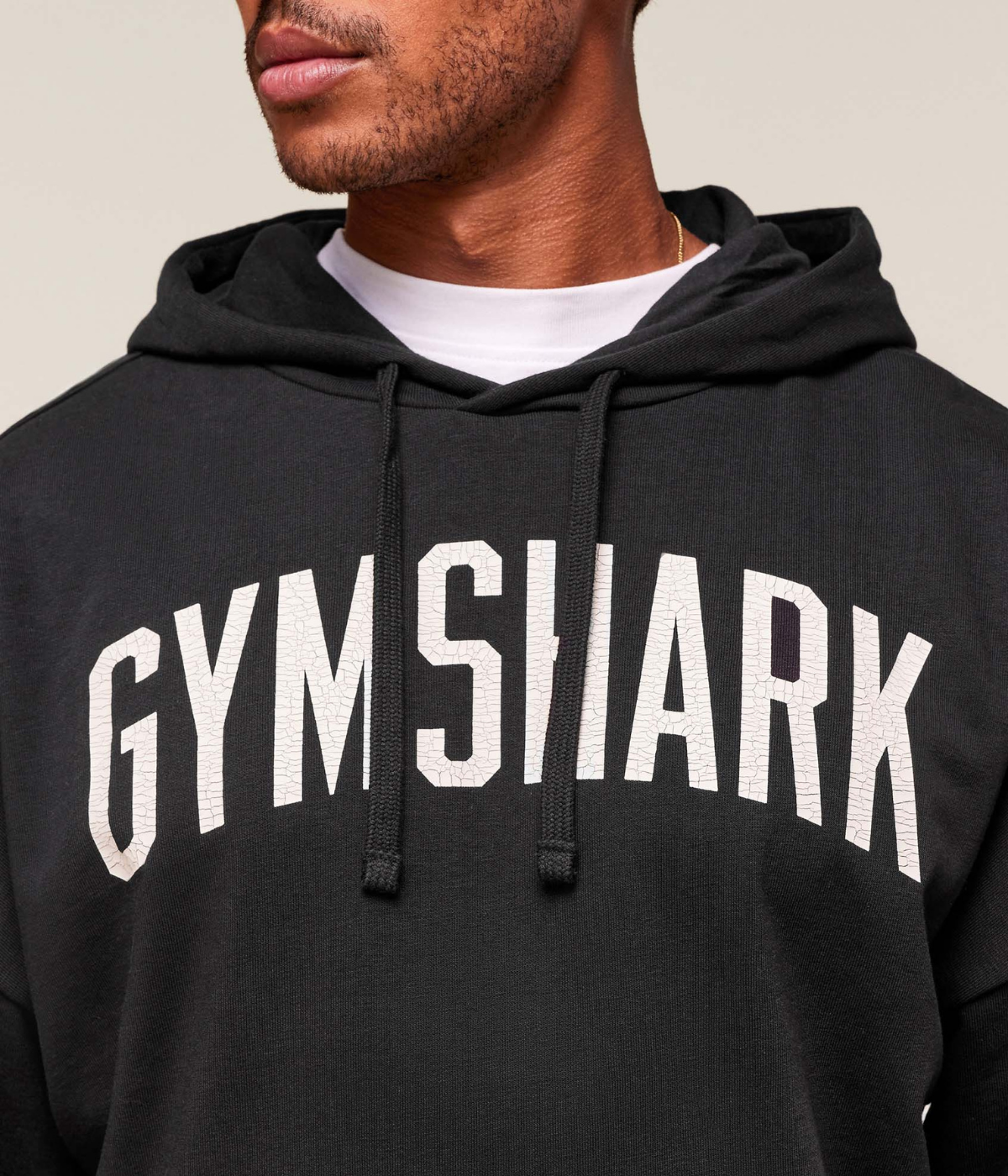GYMSHARK Eskitilmiş Grafik Detaylı Siyah Sweatshirt
