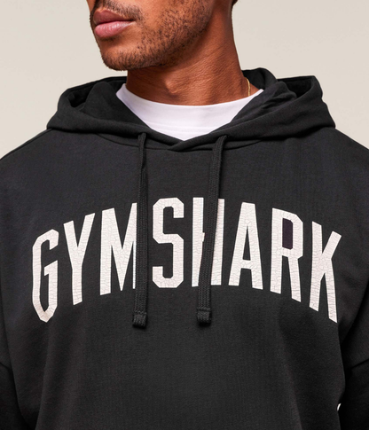 GYMSHARK Eskitilmiş Grafik Detaylı Siyah Sweatshirt