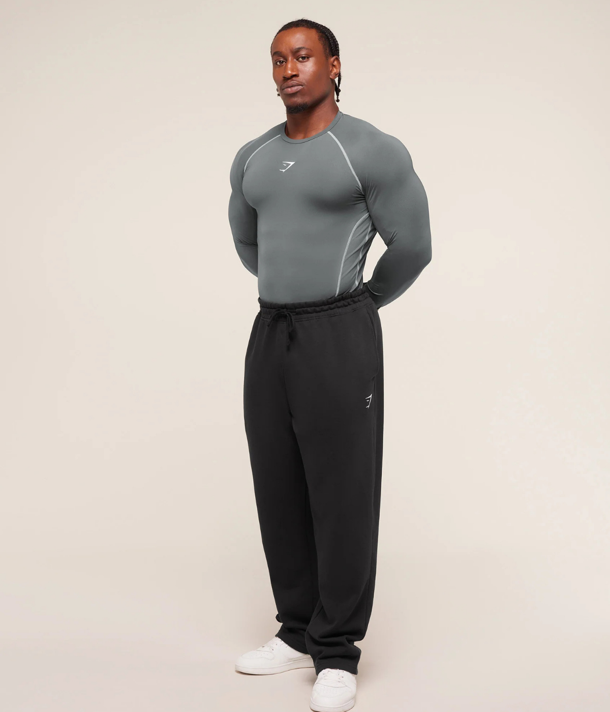 GYMSHARK Element Baselayer Uzun Kollu Beyaz Kompresyon Tişört