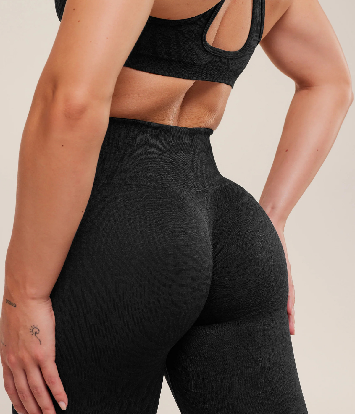 GYMSHARK Desenli Dikişsiz Açık Mavi Spor Tayt